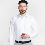 Men White Slim Fit Formal Cotton Shirt