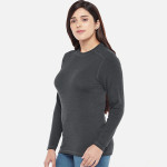 Women Charcoal Grey Pack of 2 Solid Full Sleeves Thermal Tops