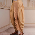 Men Beige Solid Draped Dhoti Pants